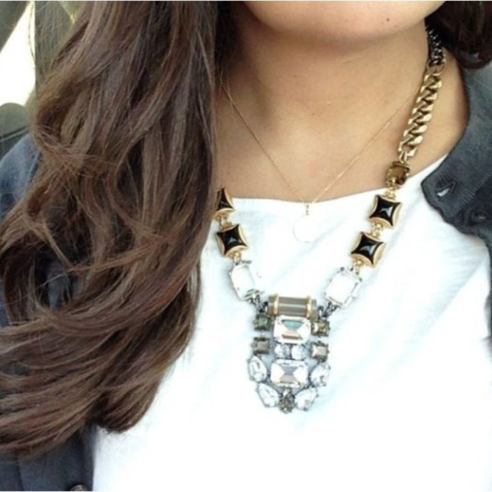 Stella & Dot PHOENIX Mixed Metal Sparkling Crystal Statement Pendant Necklace
